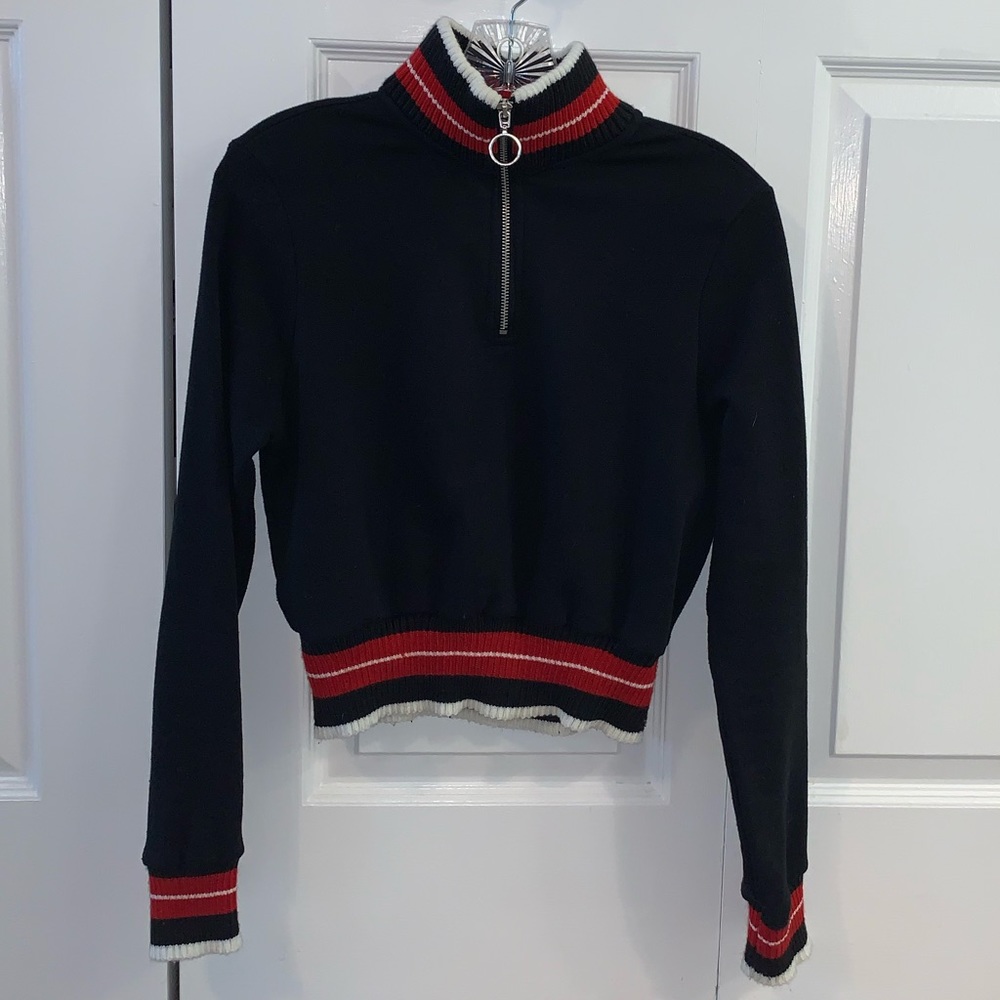 cropped quarter zip turtleneck